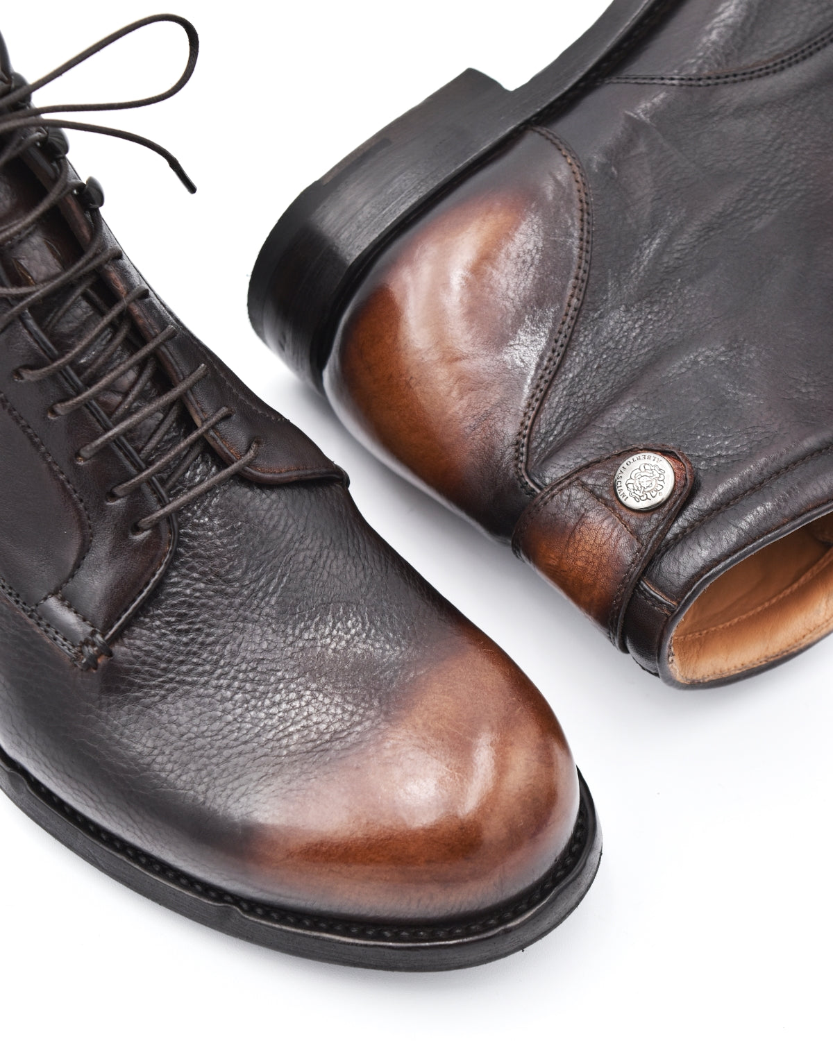 Alberto Fasciani Elias Burnished Brown Lace Up Boot