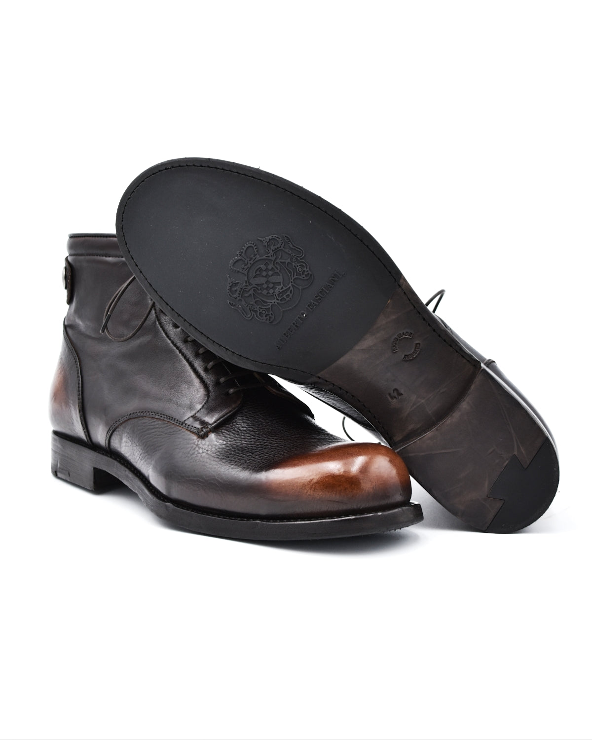 Alberto Fasciani Elias Burnished Brown Lace Up Boot