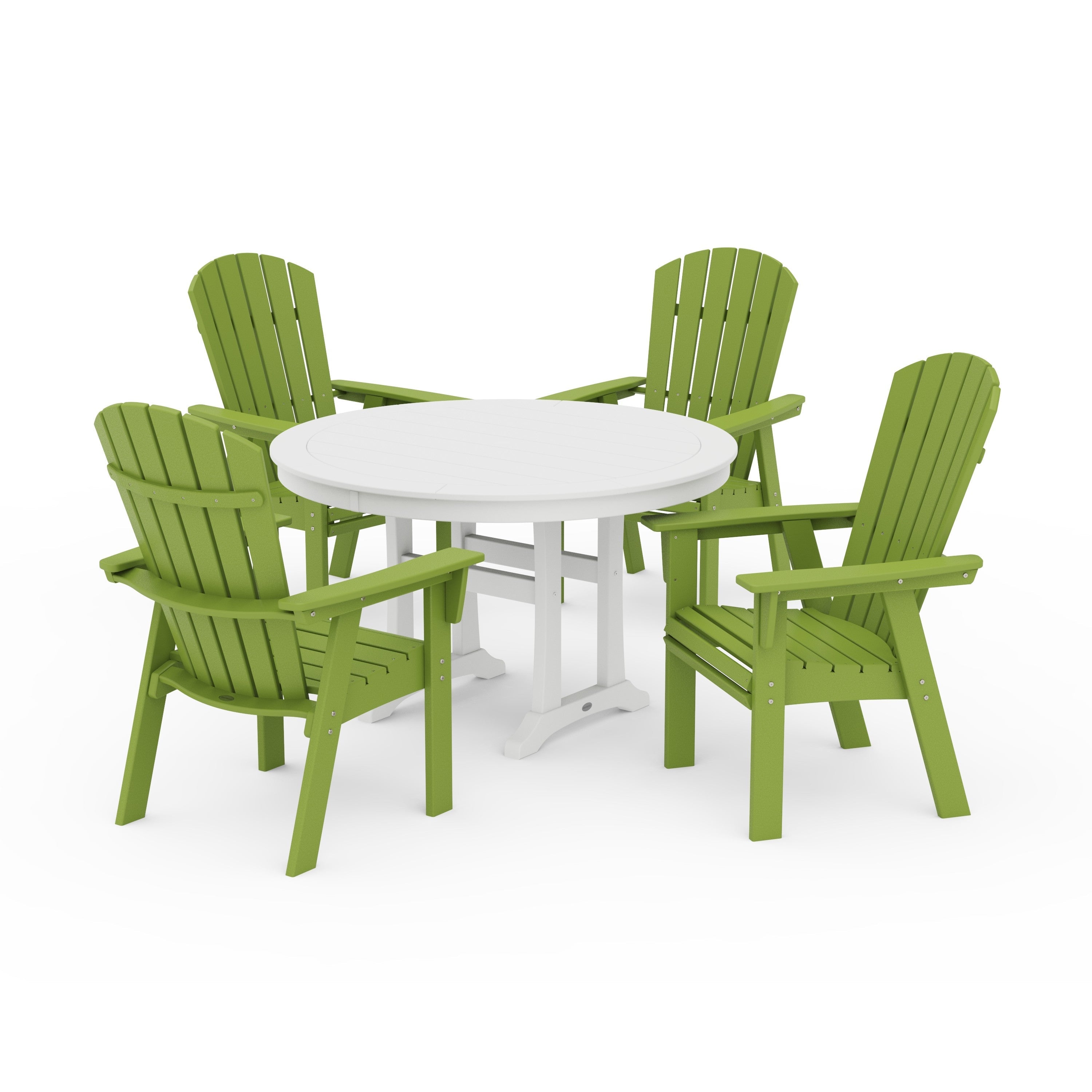 Nautical Curveback Adirondack 5-Piece Round Dining Set with Trestle Legs