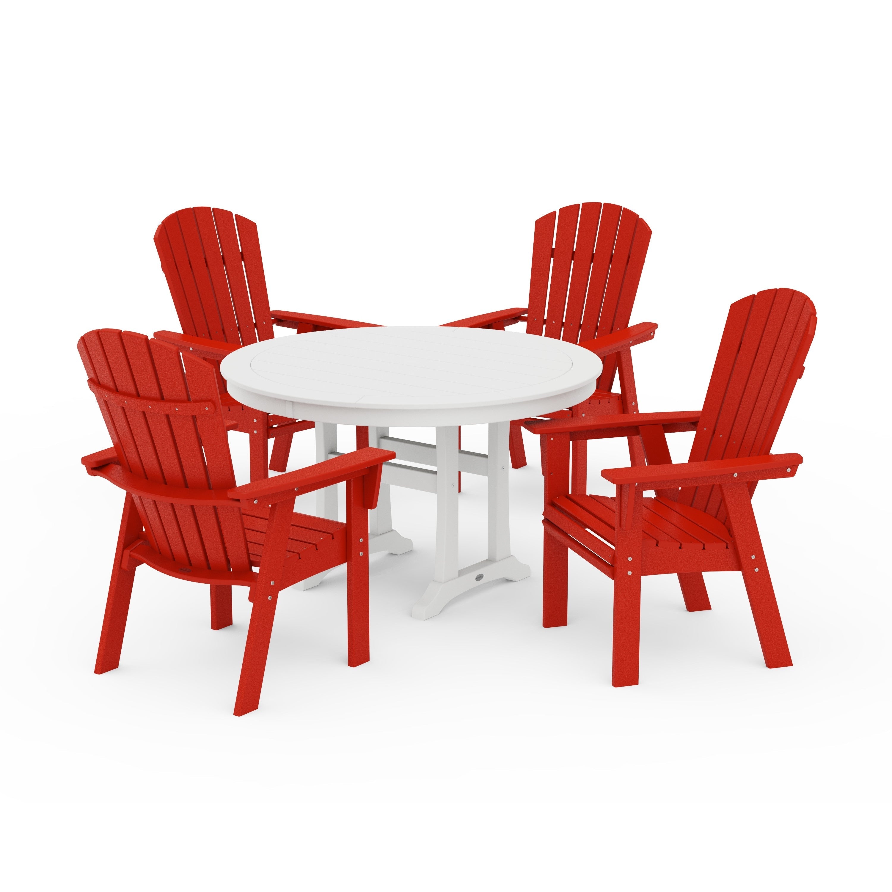 Nautical Curveback Adirondack 5-Piece Round Dining Set with Trestle Legs