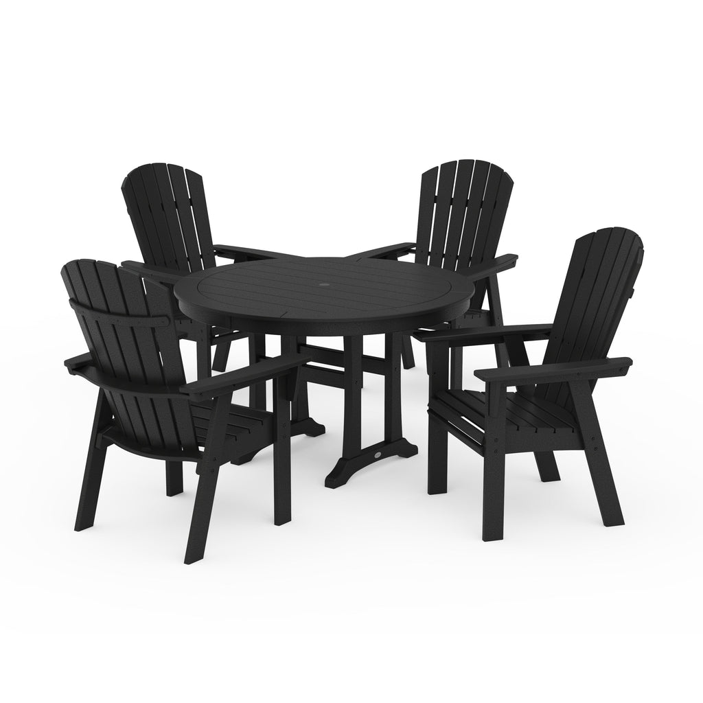Nautical Curveback Adirondack 5-Piece Round Dining Set with Trestle Legs