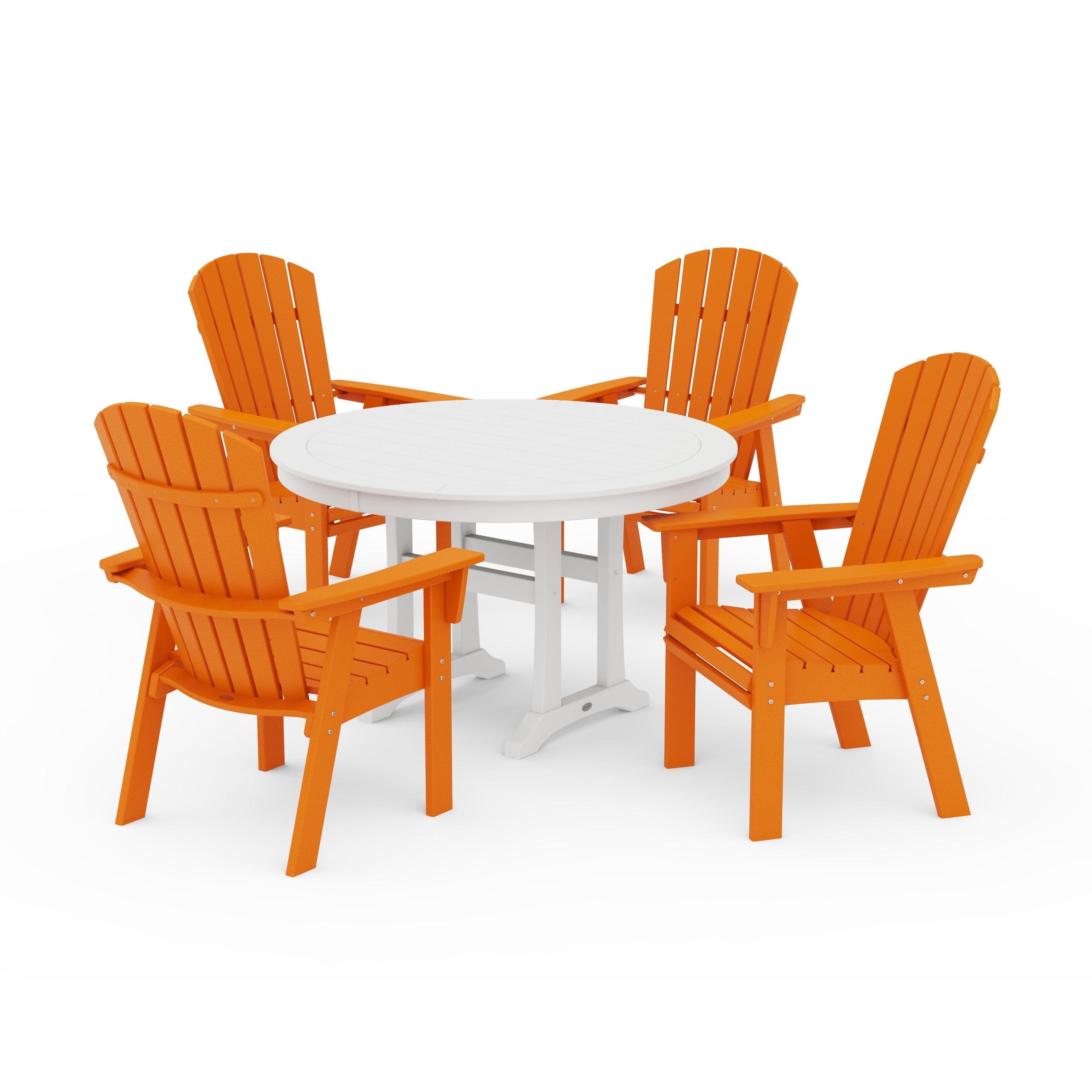 Nautical Curveback Adirondack 5-Piece Round Dining Set with Trestle Legs