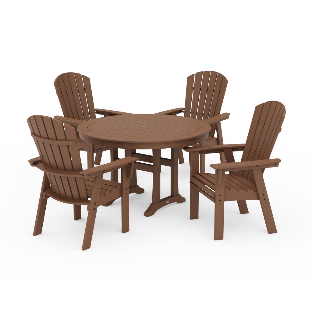 Nautical Curveback Adirondack 5-Piece Round Dining Set with Trestle Legs