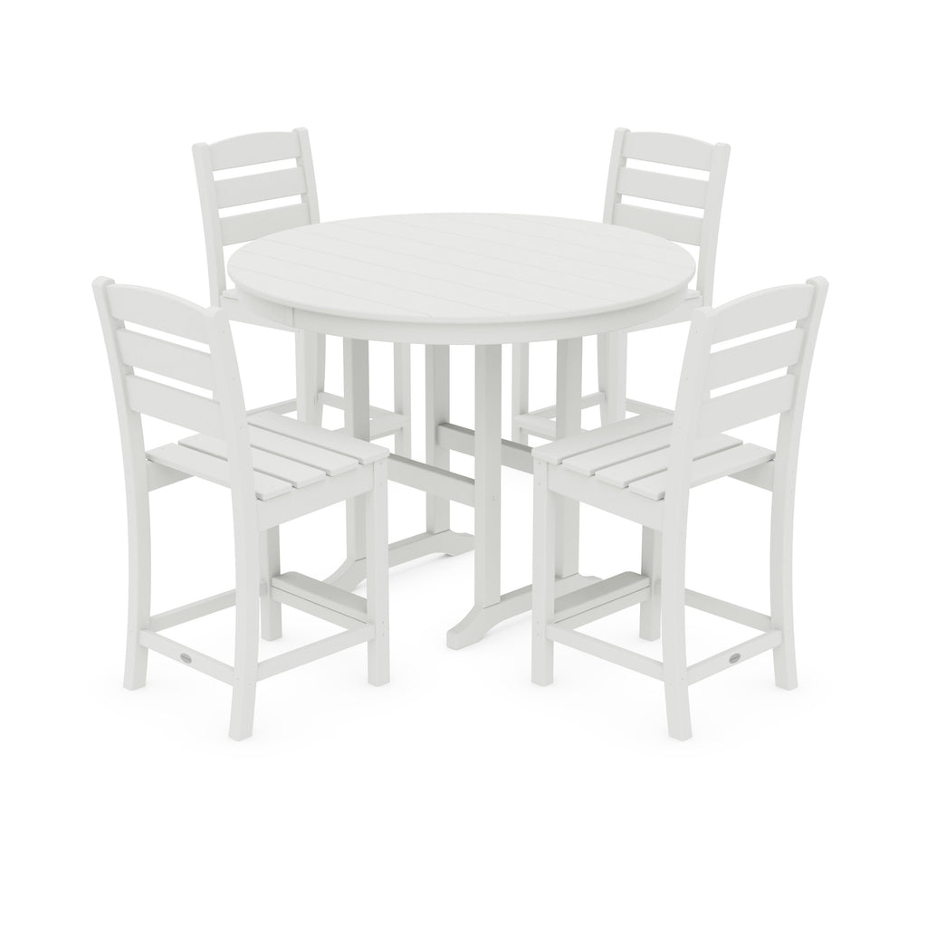 Lakeside 5-Piece Farmhouse Round Side Chair Counter Set
