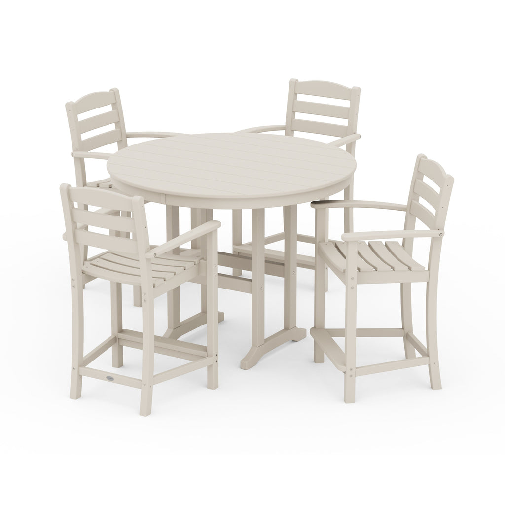 La Casa Café 5-Piece Round Farmhouse Counter Set