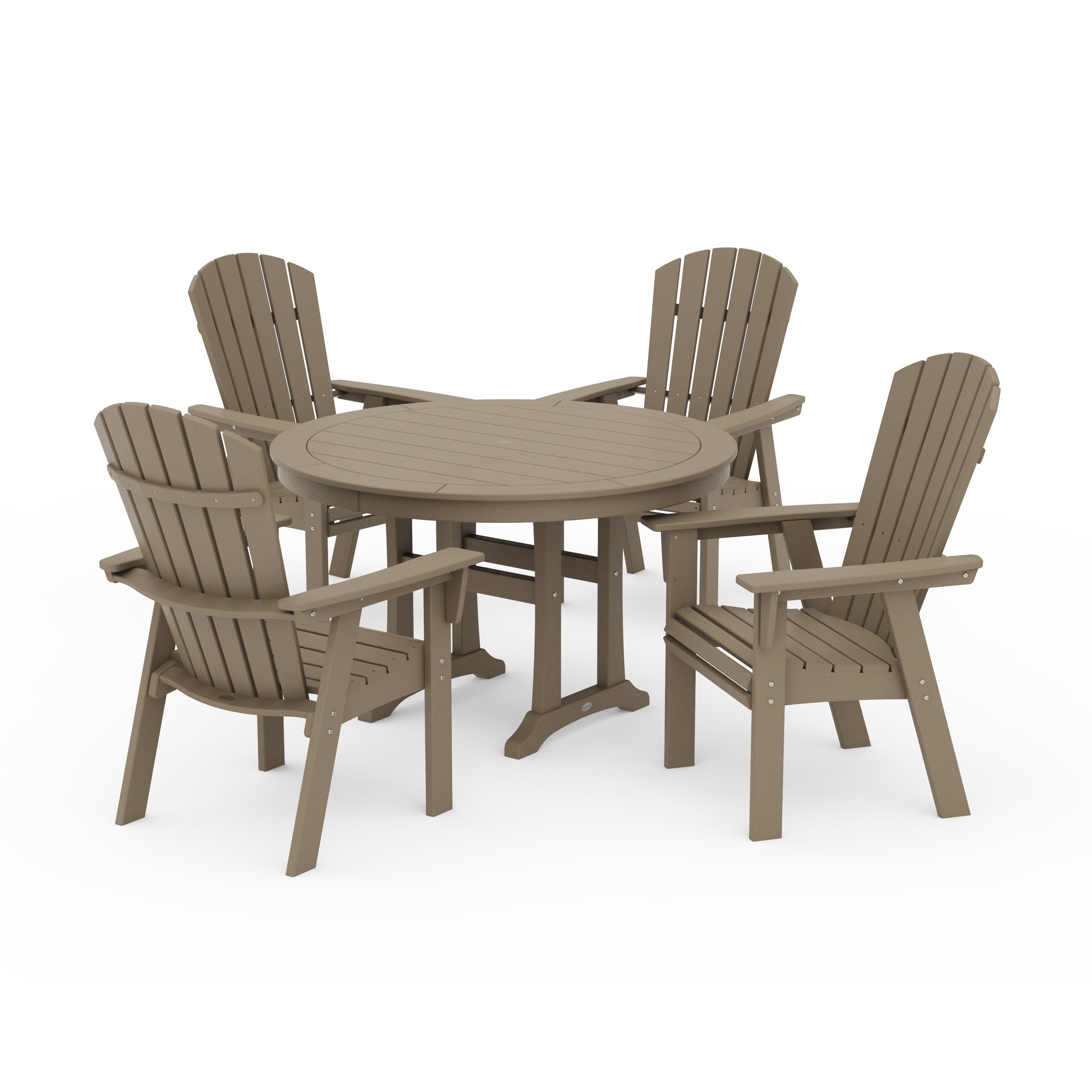 Nautical Curveback Adirondack 5-Piece Round Dining Set with Trestle Legs