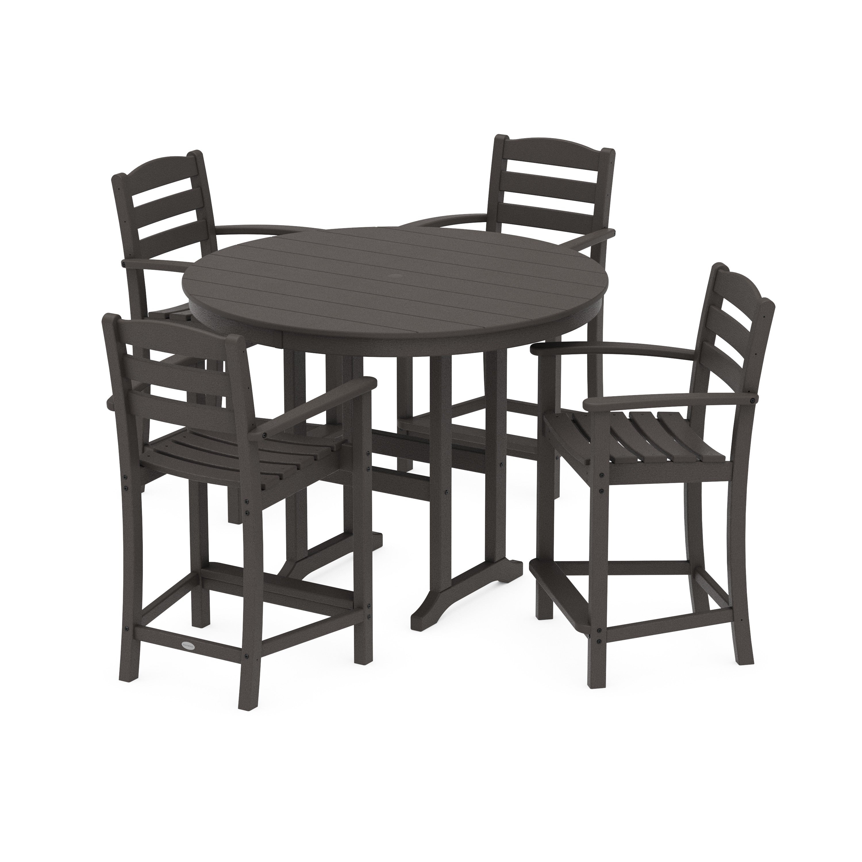 La Casa Café 5-Piece Round Farmhouse Counter Set