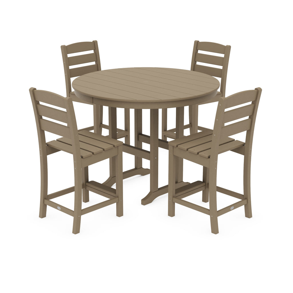 Lakeside 5-Piece Farmhouse Round Side Chair Counter Set