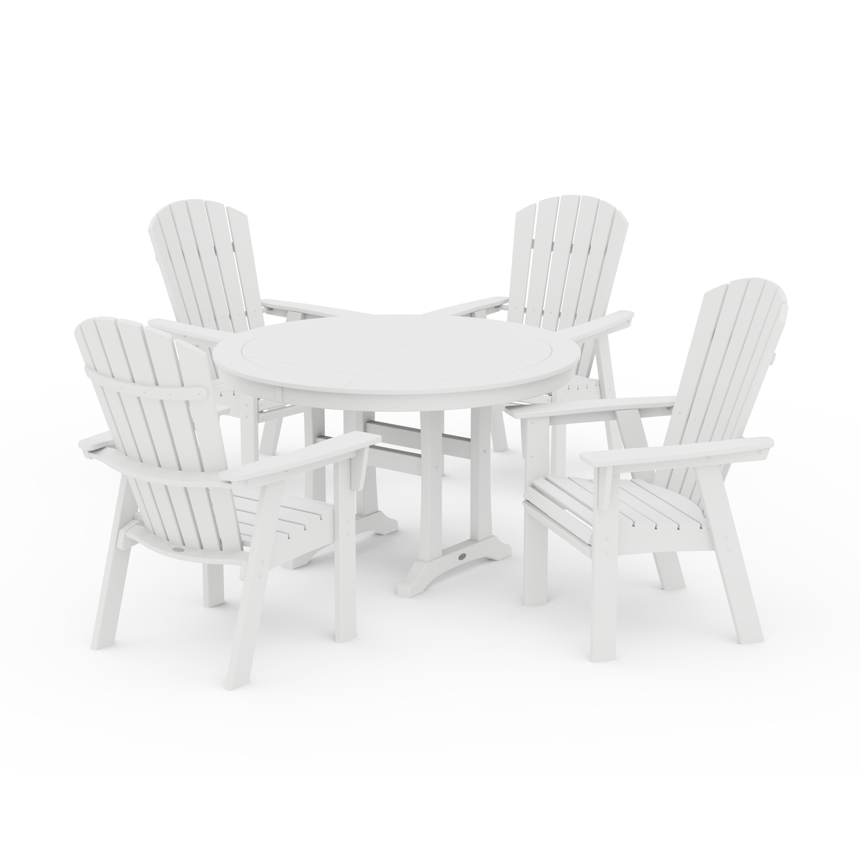 Nautical Curveback Adirondack 5-Piece Round Dining Set with Trestle Legs