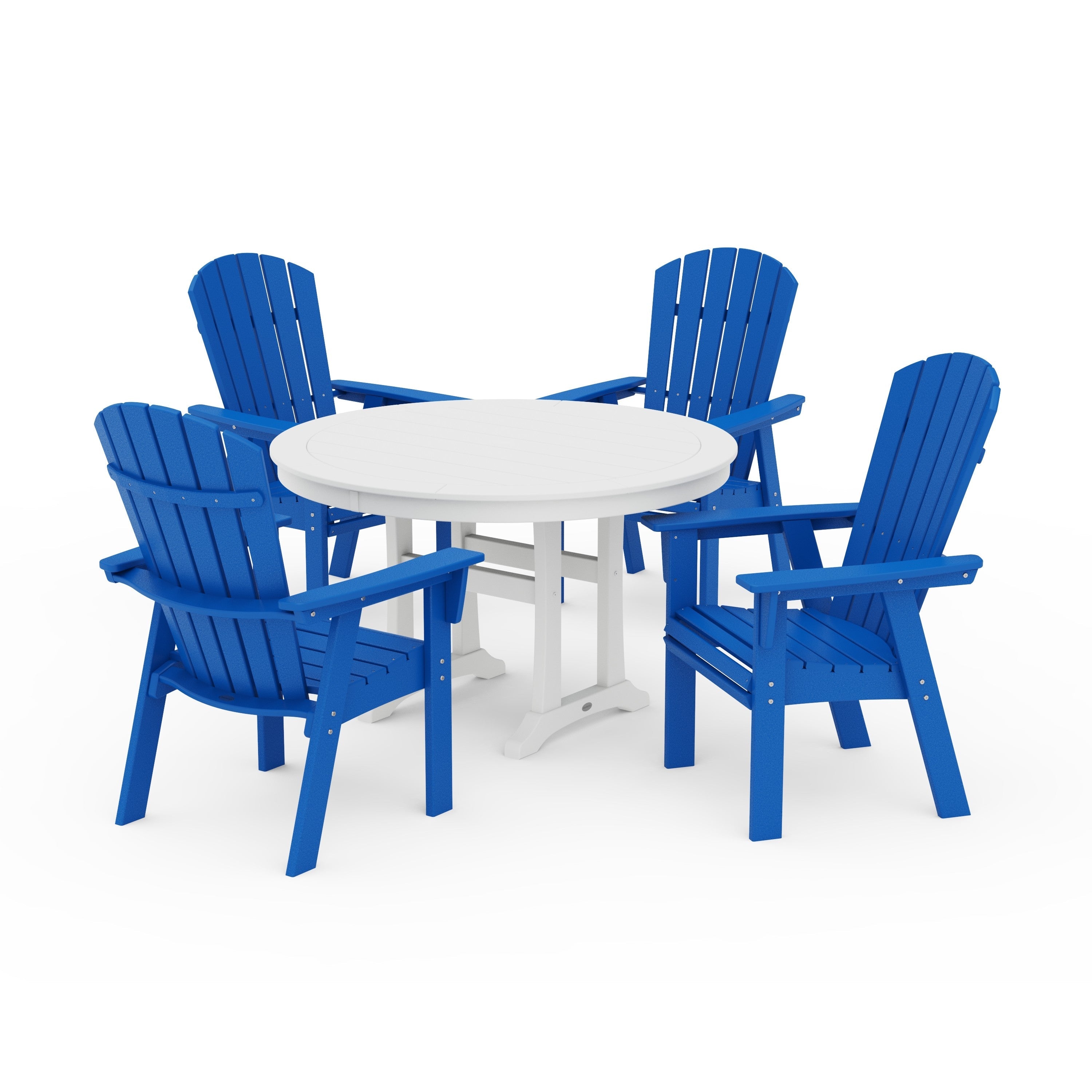 Nautical Curveback Adirondack 5-Piece Round Dining Set with Trestle Legs