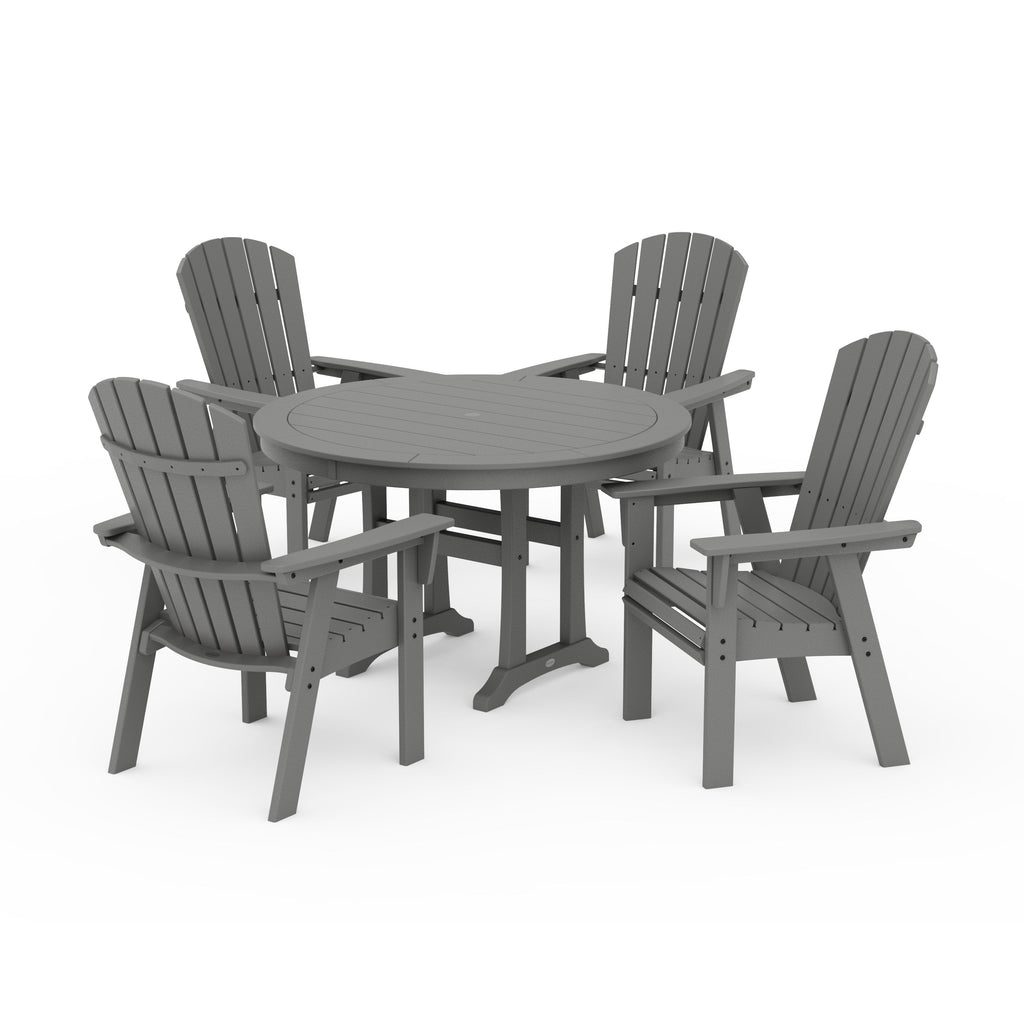 Nautical Curveback Adirondack 5-Piece Round Dining Set with Trestle Legs