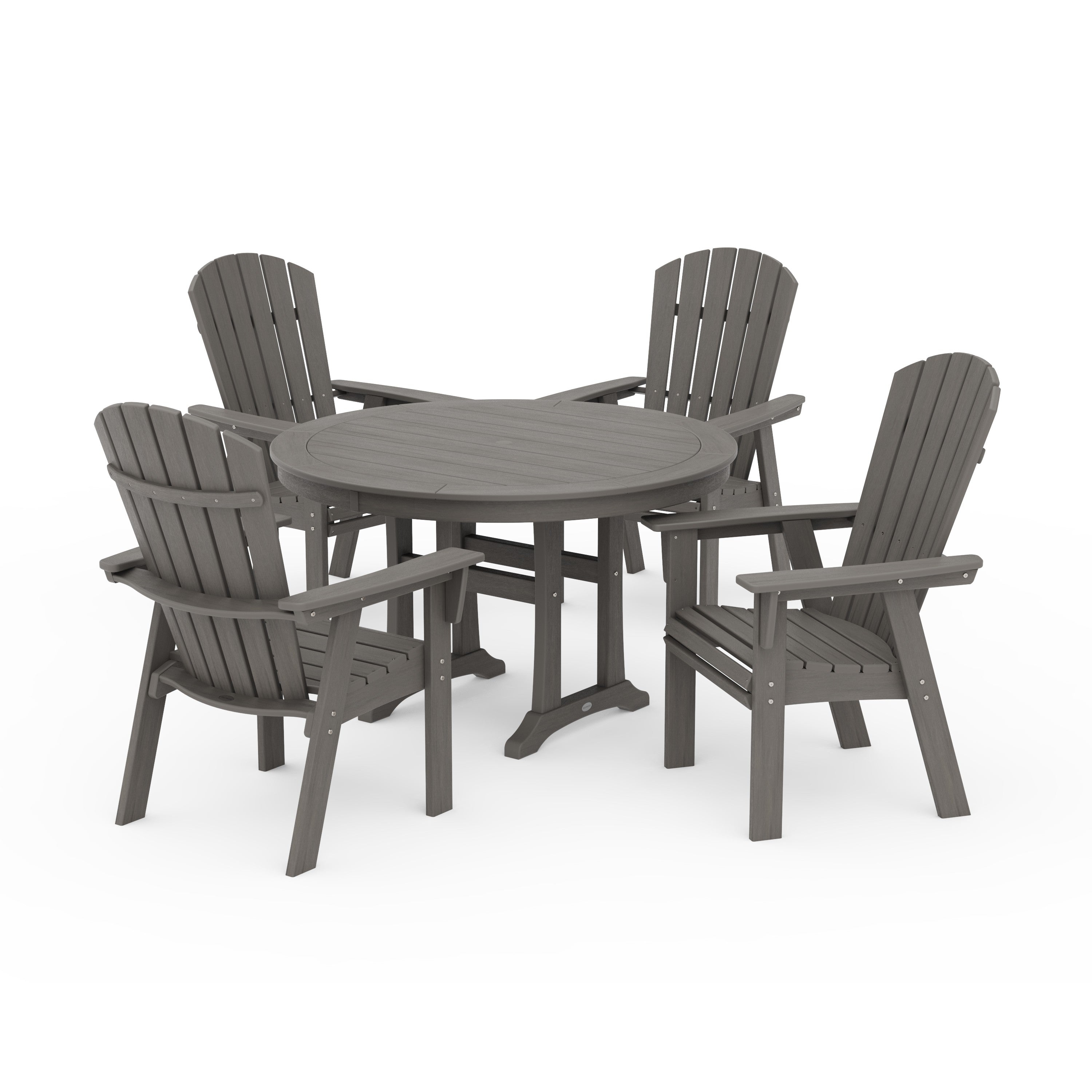 Nautical Curveback Adirondack 5-Piece Round Dining Set with Trestle Legs