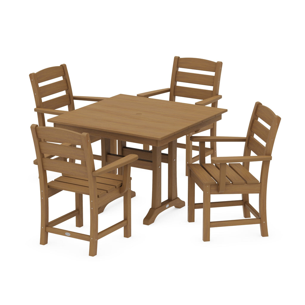 Lakeside 5-Piece Farmhouse Trestle Arm Chair Dining Set