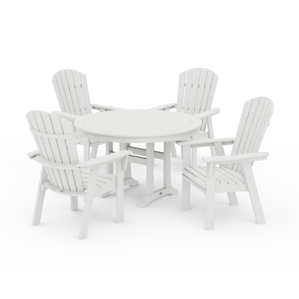 Nautical Curveback Adirondack 5-Piece Round Dining Set with Trestle Legs