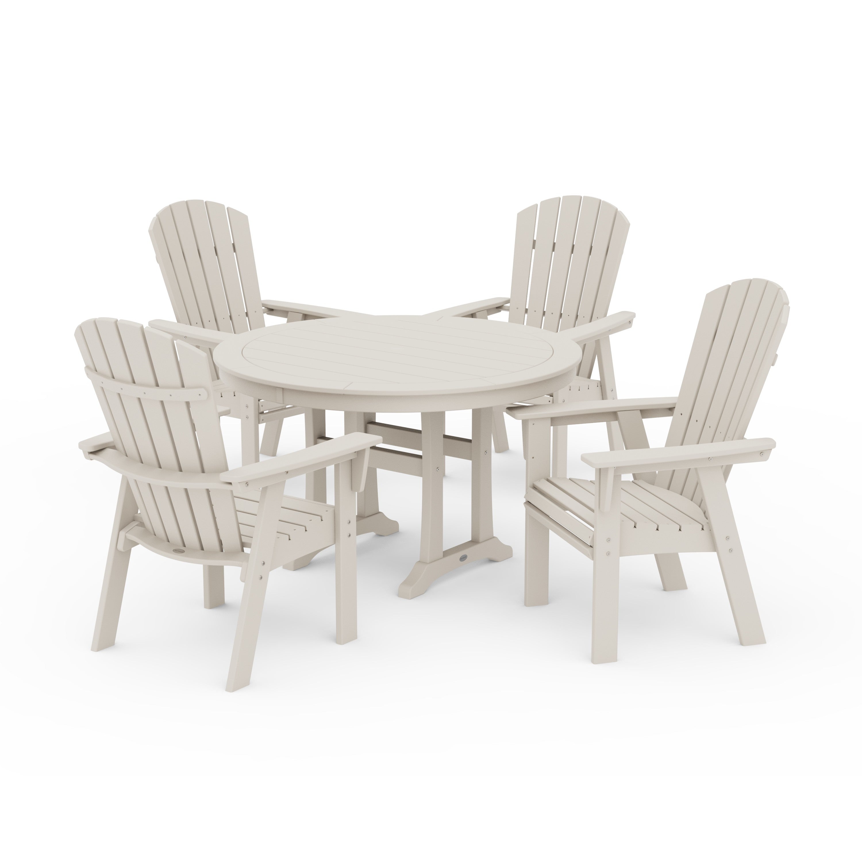 Nautical Curveback Adirondack 5-Piece Round Dining Set with Trestle Legs