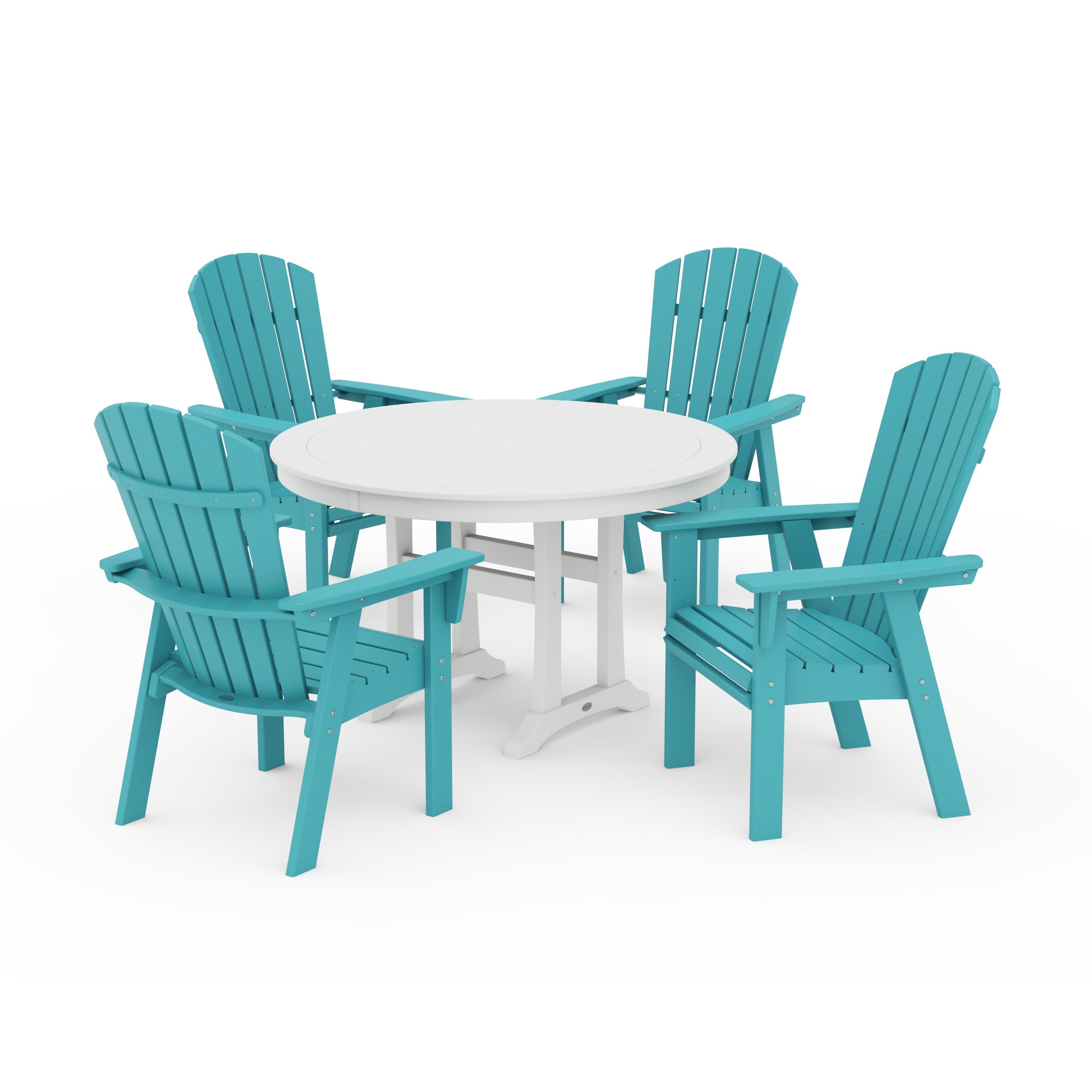 Nautical Curveback Adirondack 5-Piece Round Dining Set with Trestle Legs