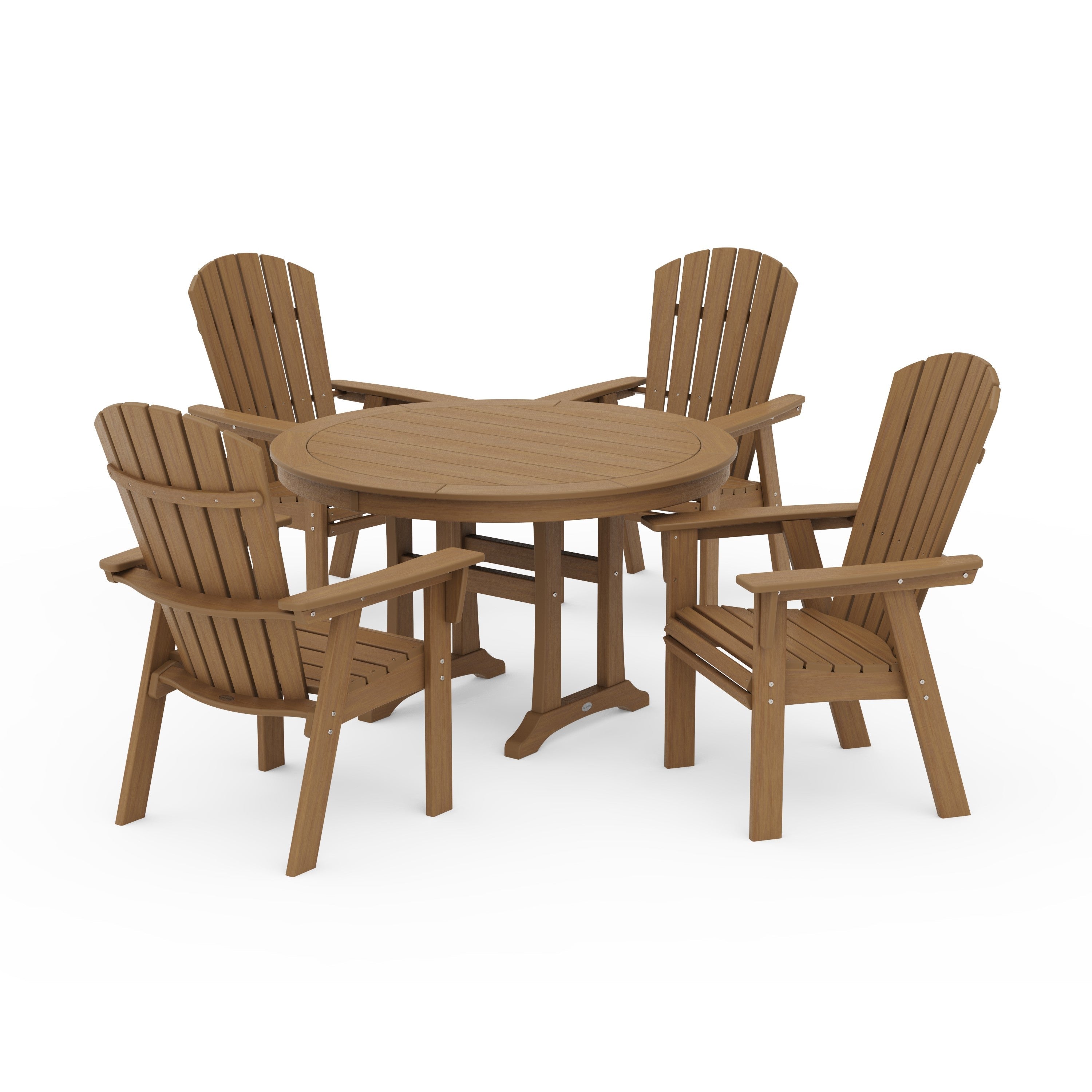 Nautical Curveback Adirondack 5-Piece Round Dining Set with Trestle Legs