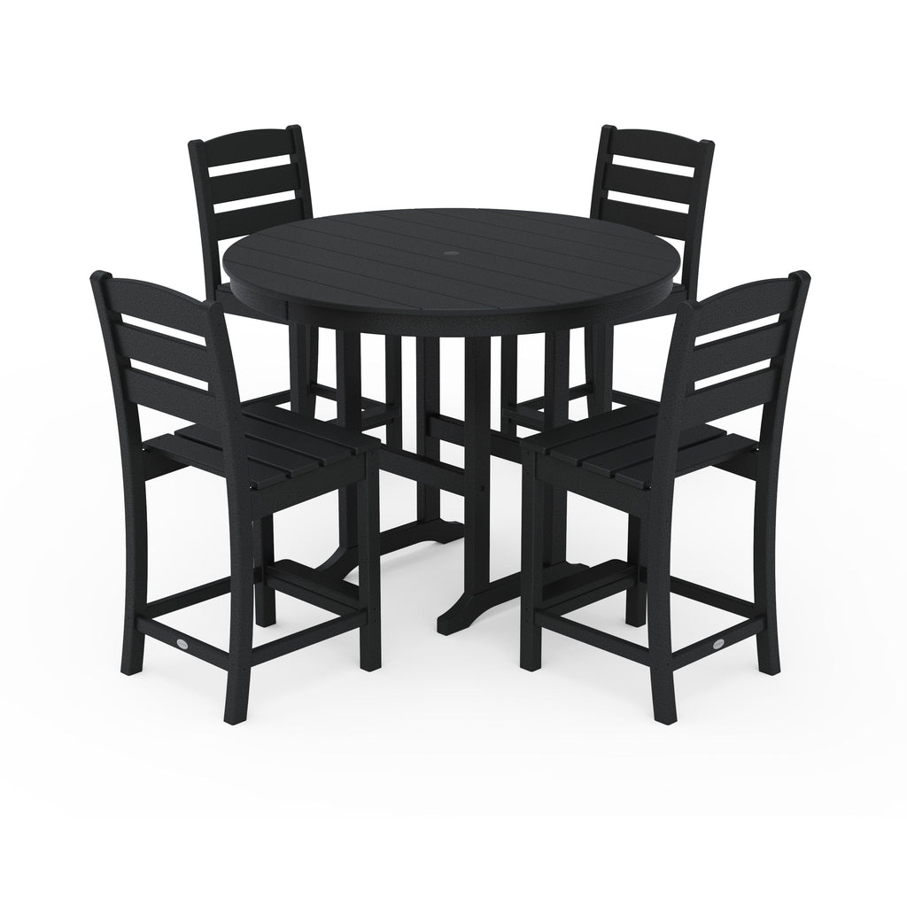 Lakeside 5-Piece Farmhouse Round Side Chair Counter Set
