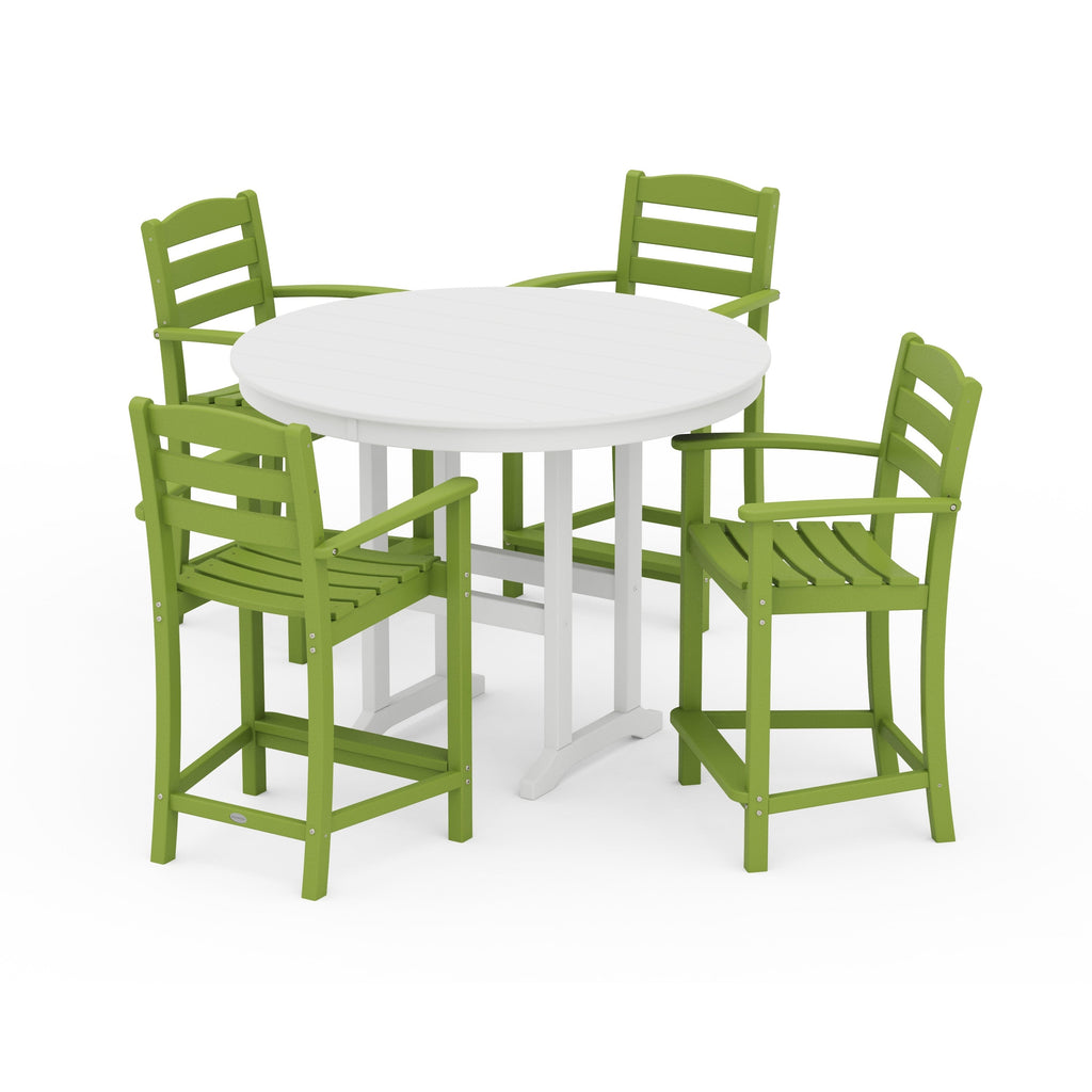 La Casa Café 5-Piece Round Farmhouse Counter Set