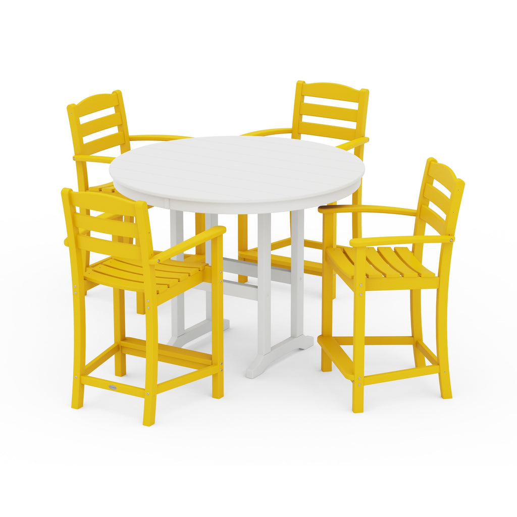 La Casa Café 5-Piece Round Farmhouse Counter Set