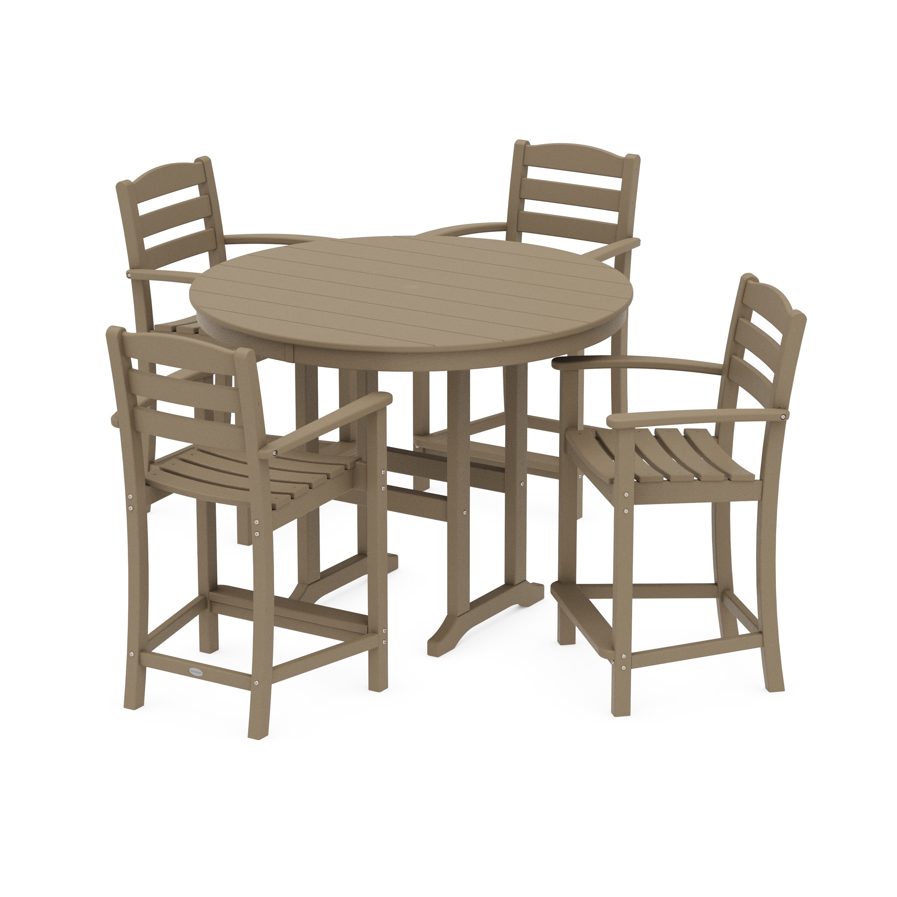 La Casa Café 5-Piece Round Farmhouse Counter Set