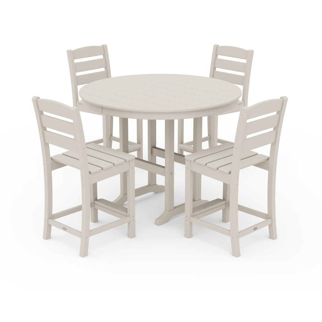 Lakeside 5-Piece Farmhouse Round Side Chair Counter Set