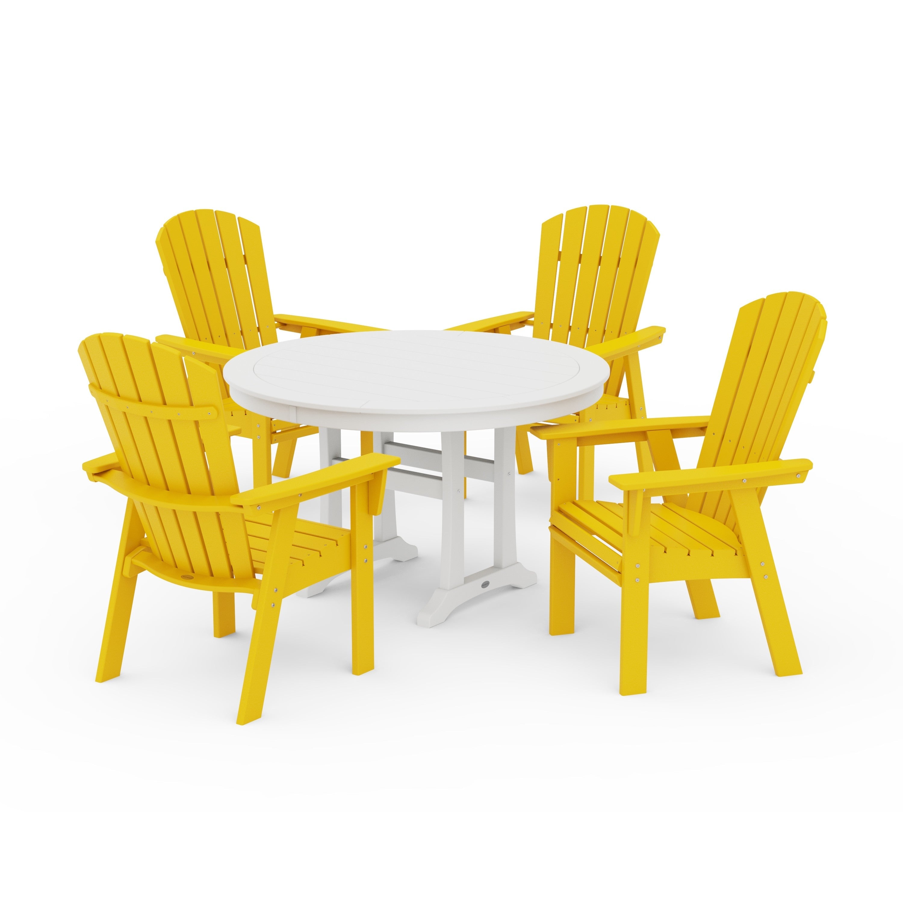Nautical Curveback Adirondack 5-Piece Round Dining Set with Trestle Legs